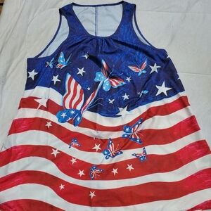 Girl's summer butterfly dress USA Patriotic 4th of July size 1XL Worn once!